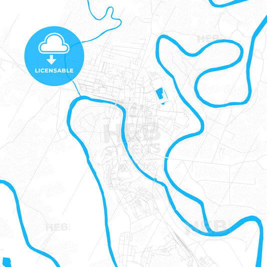 Sisak, Croatia PDF vector map with water in focus