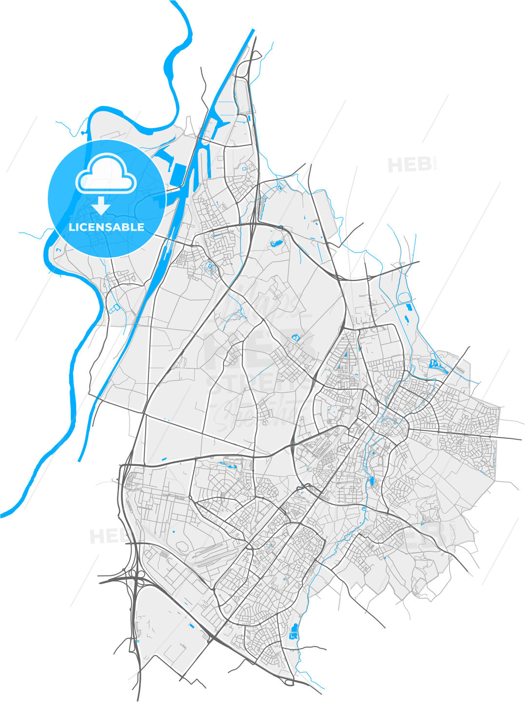 Sittard-Geleen, Limburg, Netherlands, high quality vector map