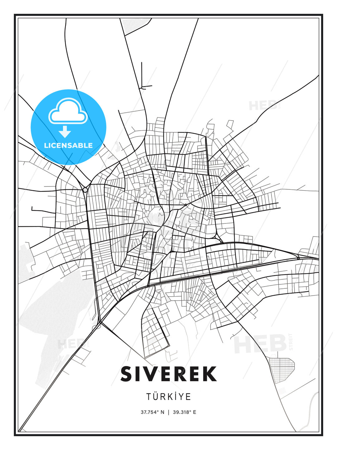 Siverek, Turkey, Modern Print Template in Various Formats - HEBSTREITS Sketches