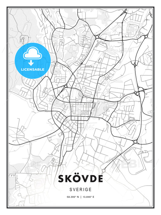 Skövde, Sweden, Modern Print Template in Various Formats - HEBSTREITS Sketches