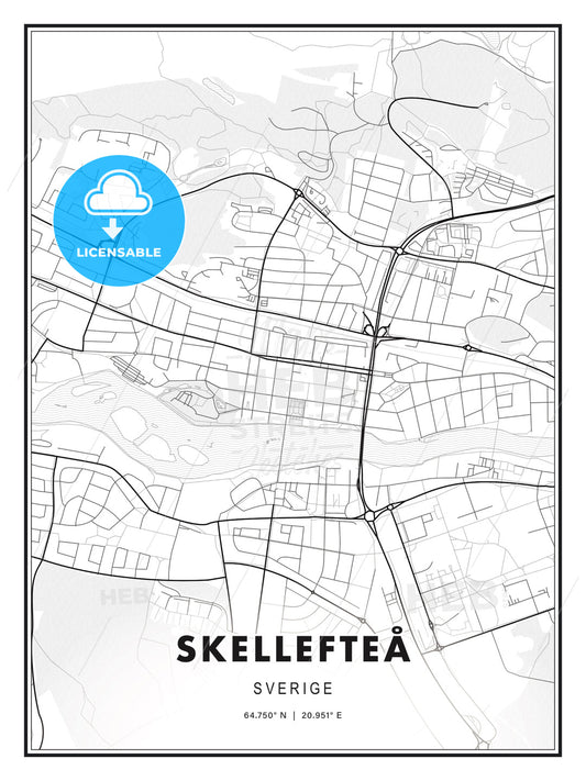 Skellefteå, Sweden, Modern Print Template in Various Formats - HEBSTREITS Sketches