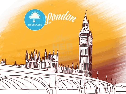 Sketch of Big Ben in London – instant download