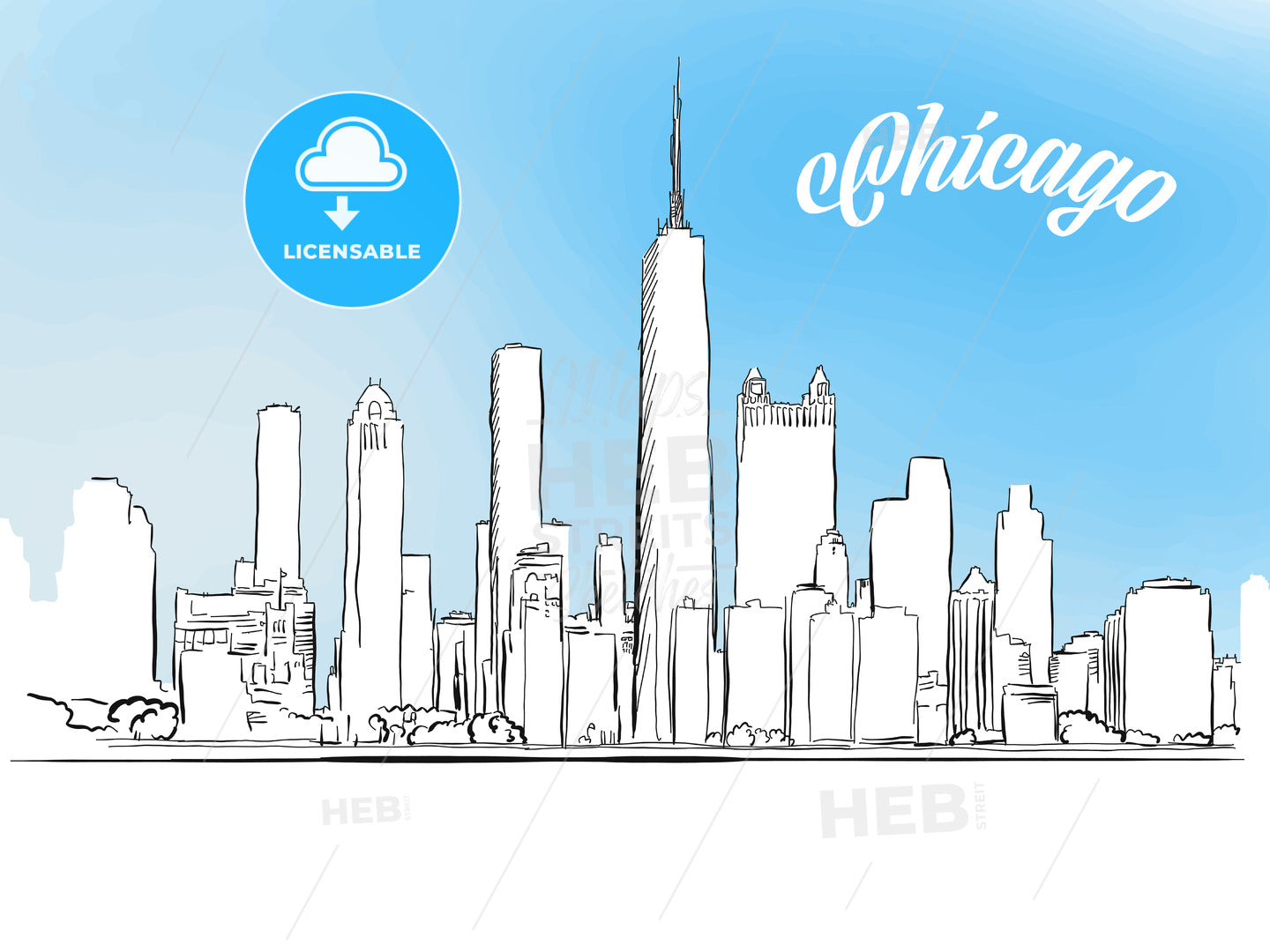 Sketch of Chicago, Illinois, USA – instant download
