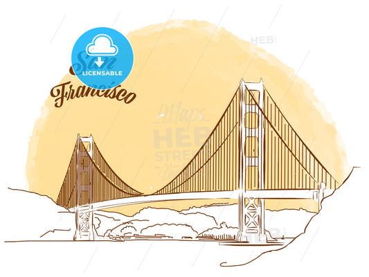 Sketch of Golden Gate Bridge – instant download