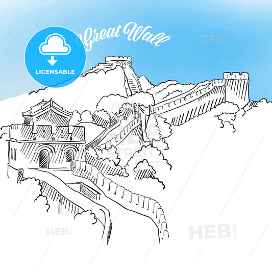 Sketch of Great Wall in China – instant download