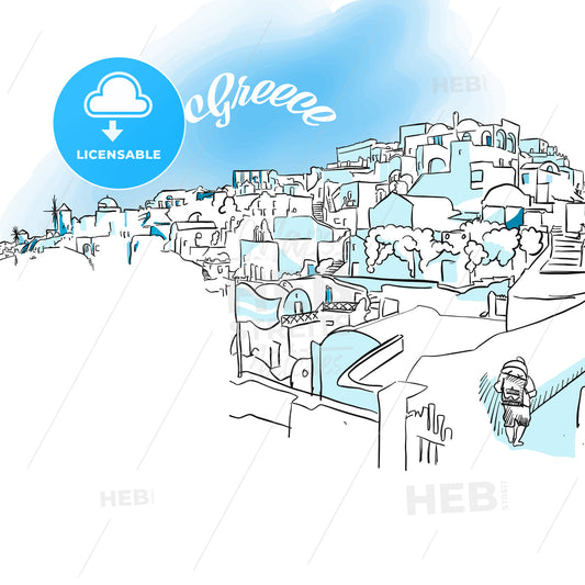 Sketch of Oia, Greece – instant download
