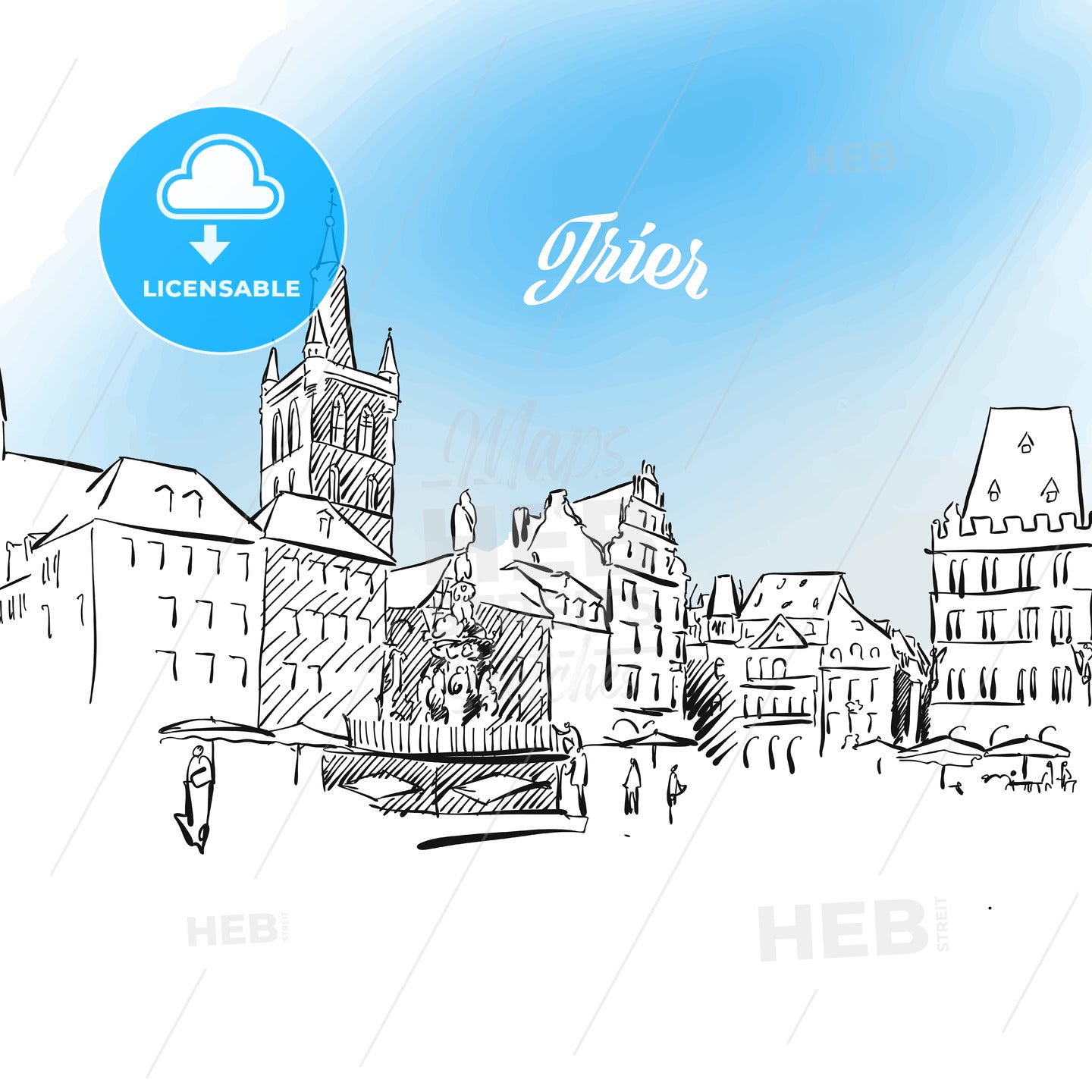 Sketch of Trier in Germany – instant download
