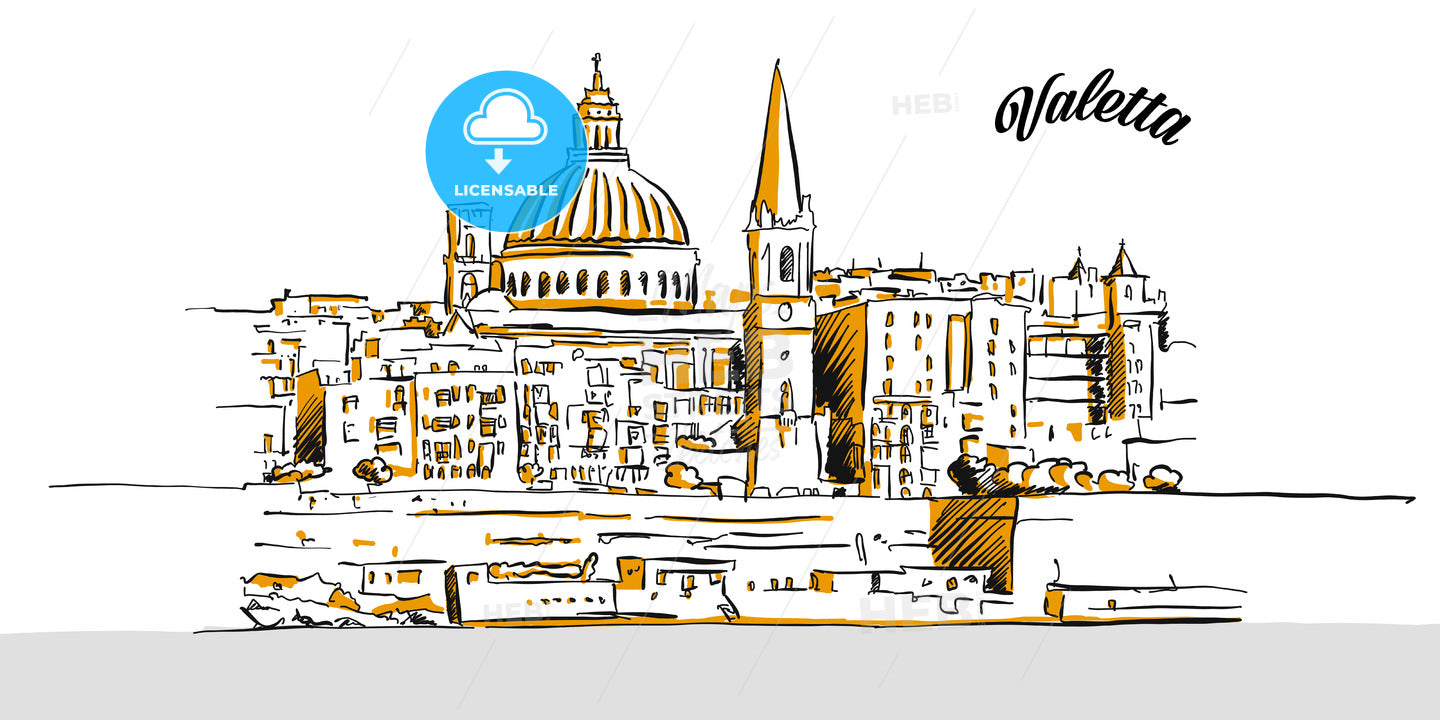 Sketch of Valetta, Malta – instant download