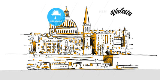 Sketch of Valetta, Malta – instant download