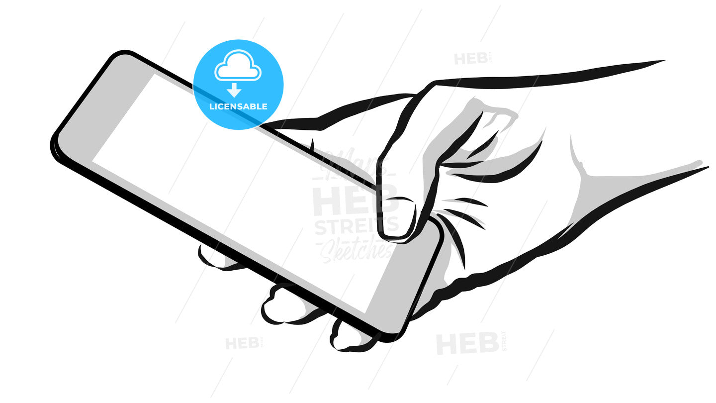 Sketched Hand Holding Mobile Phone – instant download