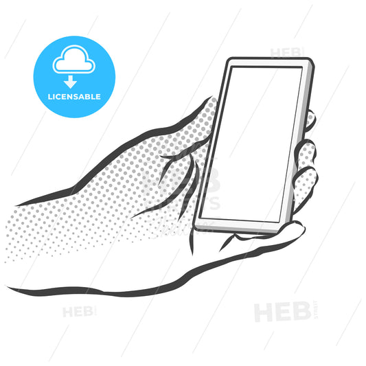 Sketched Hand Holding Mobile Phone – instant download