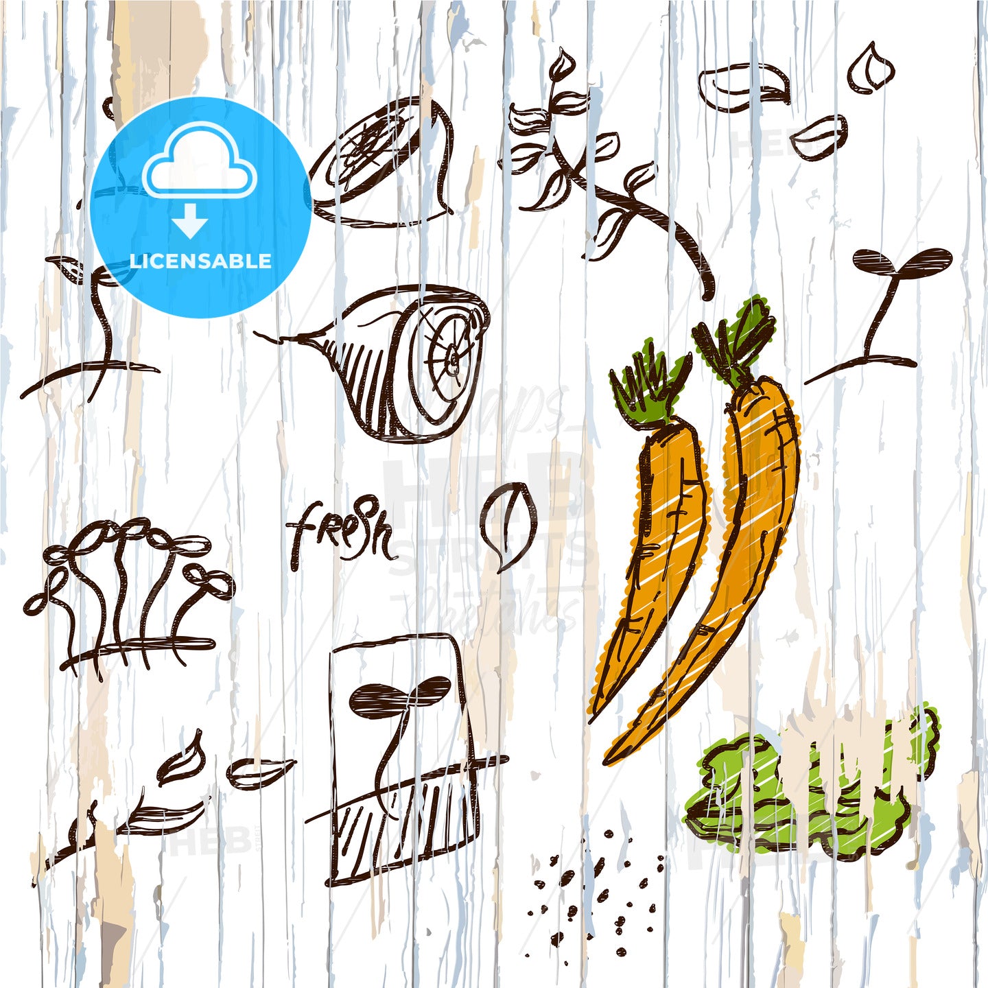 Sketched vegetables menu background – instant download