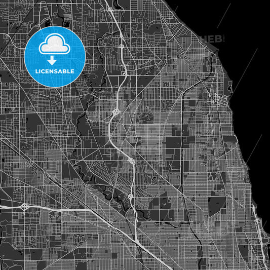 Skokie, Illinois - Area Map - Dark