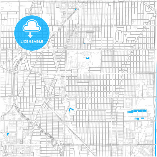 Skokie, Illinois, United States, city map with high quality roads.