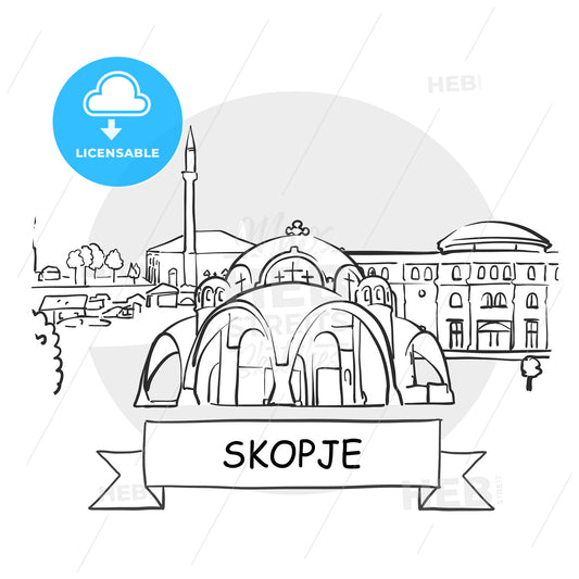 Skopje Cityscape Vector Sign – instant download