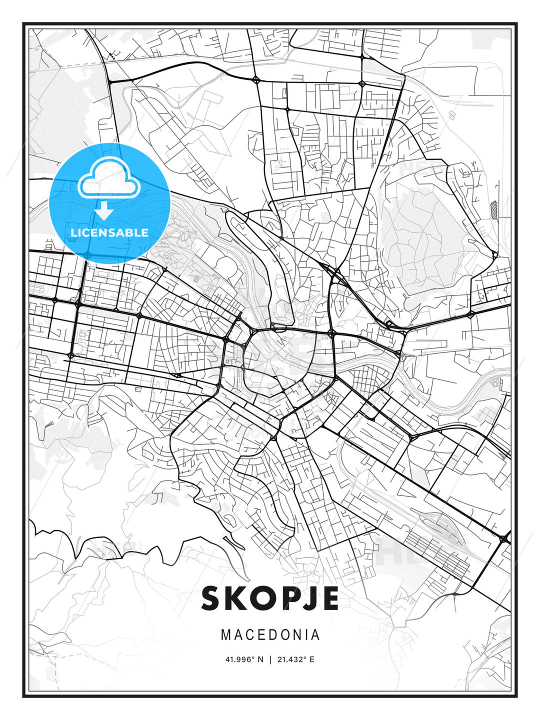 Skopje, Macedonia, Modern Print Template in Various Formats - HEBSTREITS Sketches