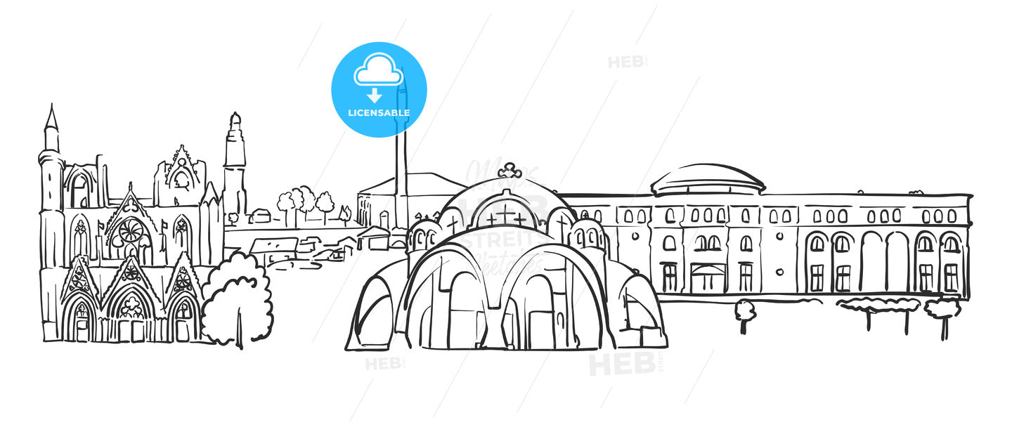 Skopje, Macedonia, Panorama Sketch – instant download