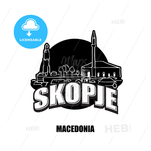 Skopje, Macedonia, black and white logo – instant download