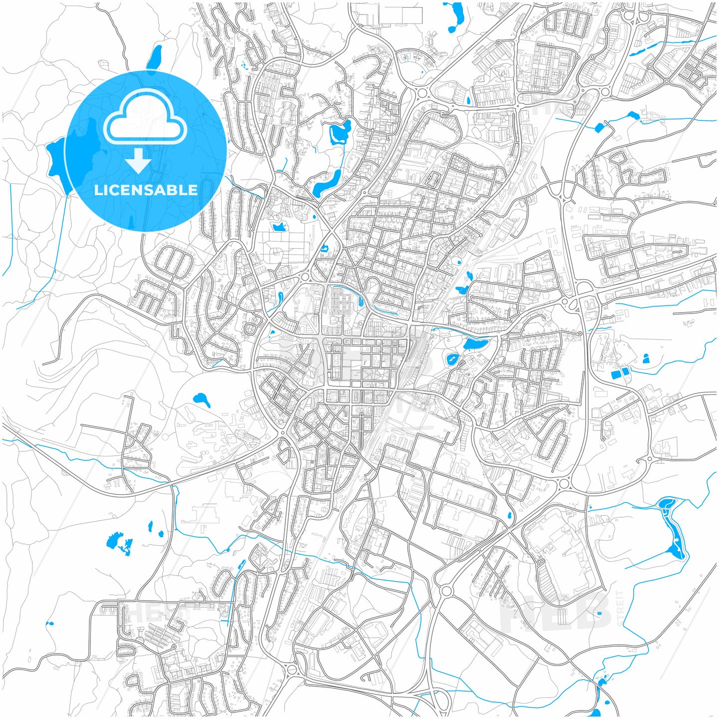 Skövde, Sweden, city map with high quality roads.