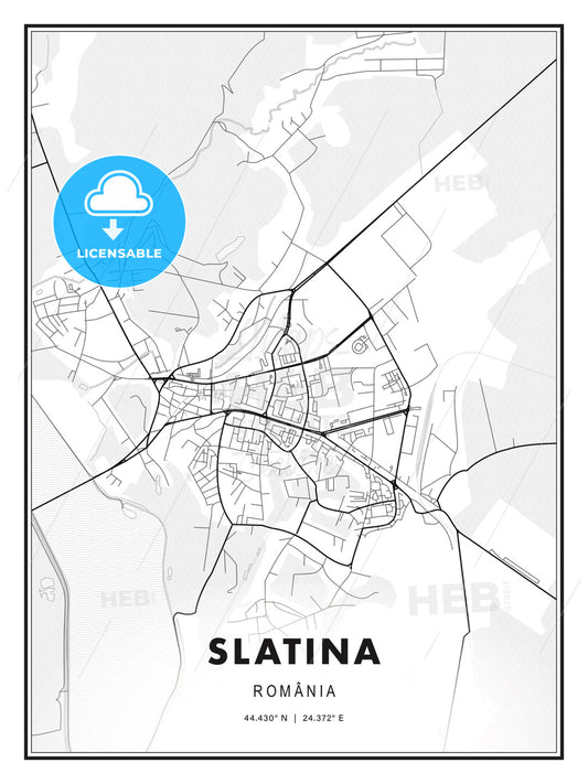 Slatina, Romania, Modern Print Template in Various Formats - HEBSTREITS Sketches