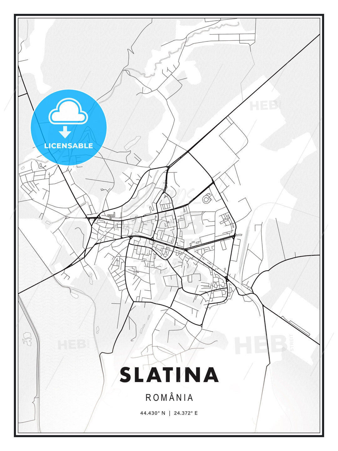 Slatina, Romania, Modern Print Template in Various Formats - HEBSTREITS Sketches