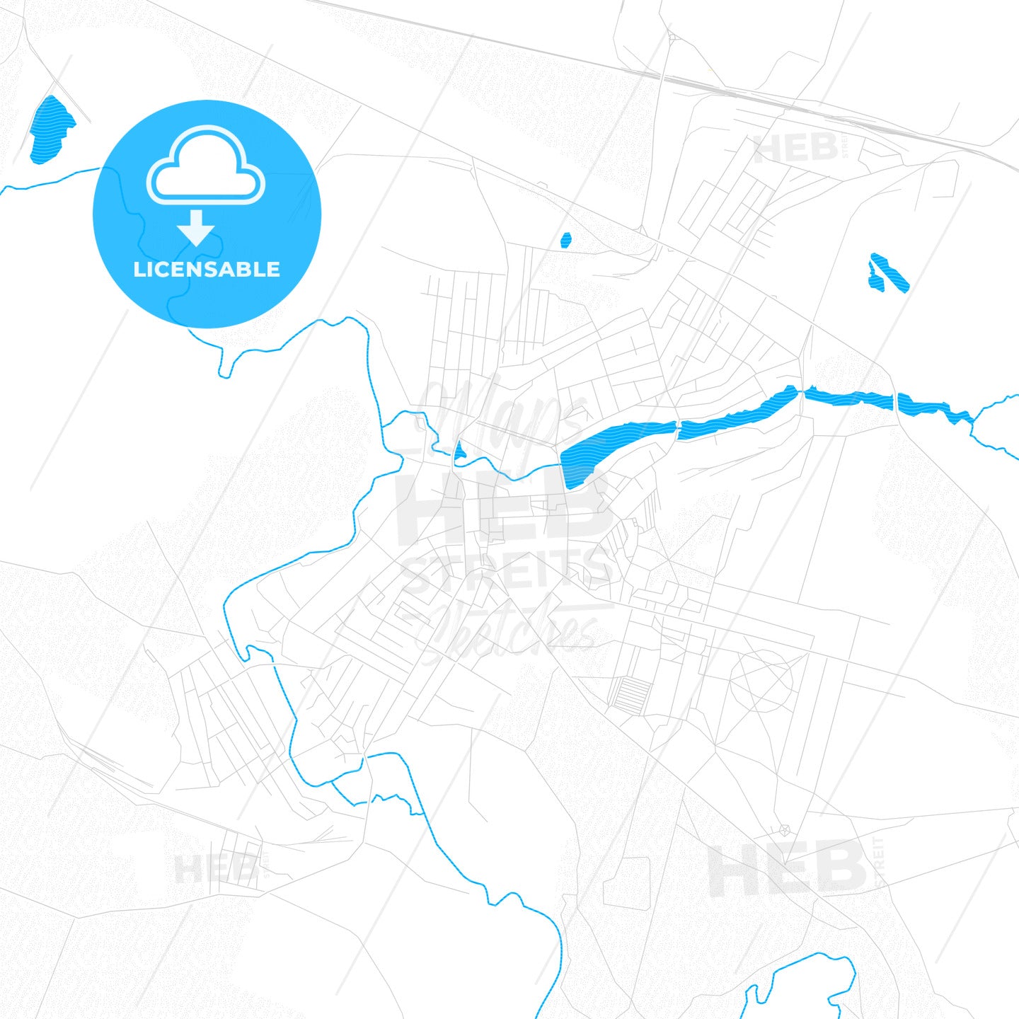Slavuta, Ukraine PDF vector map with water in focus