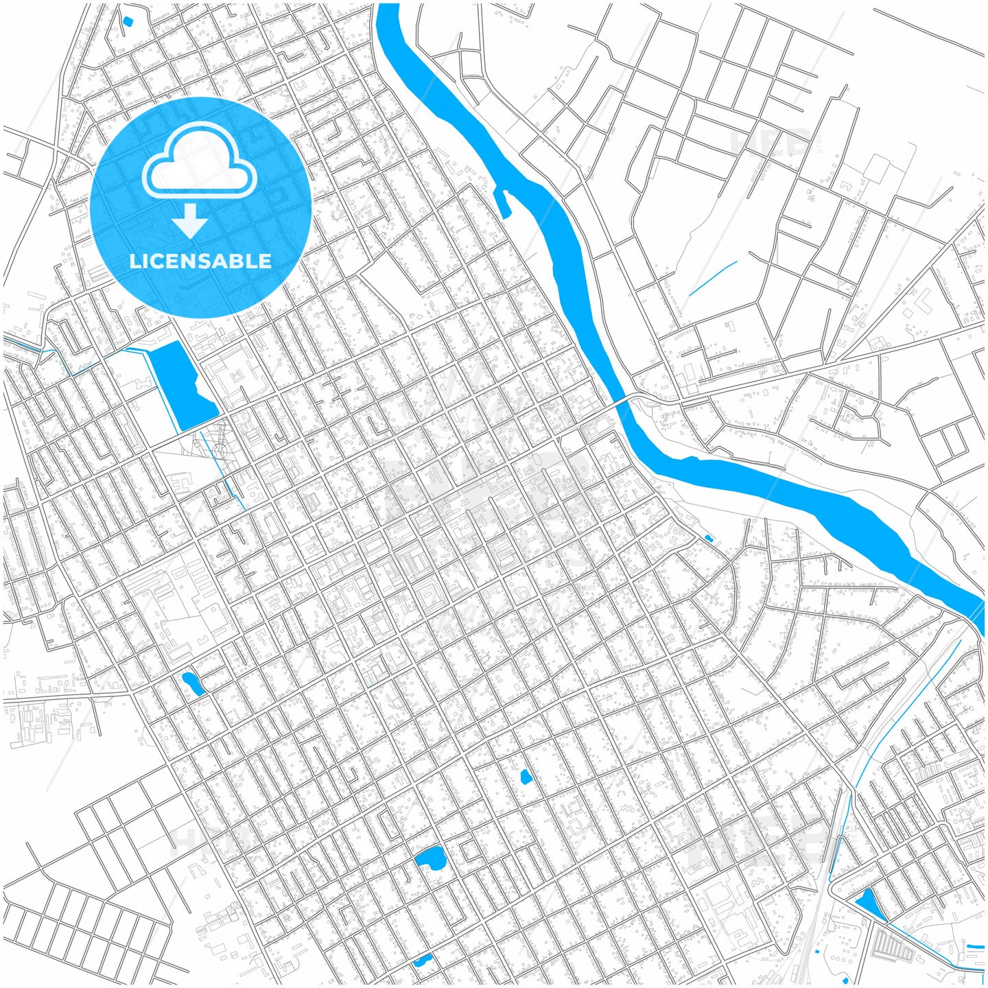 Slavyansk-na-Kubani, Krasnodar Krai, Russia, city map with high quality roads.