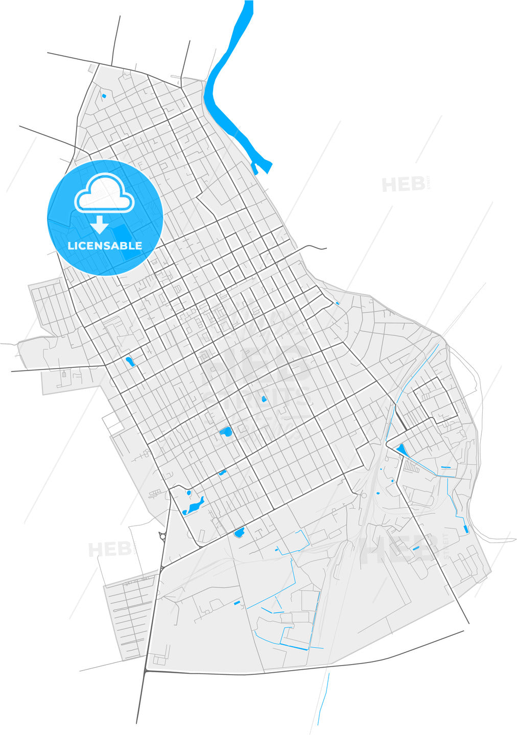 Slavyansk-na-Kubani, Krasnodar Krai, Russia, high quality vector map