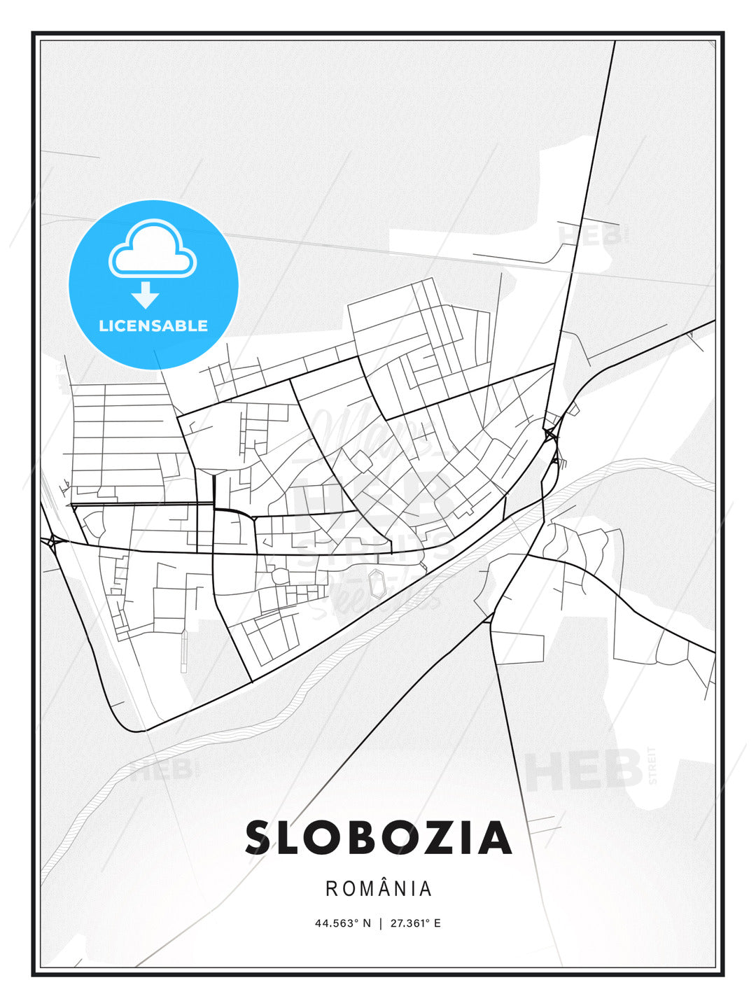 Slobozia, Romania, Modern Print Template in Various Formats - HEBSTREITS Sketches