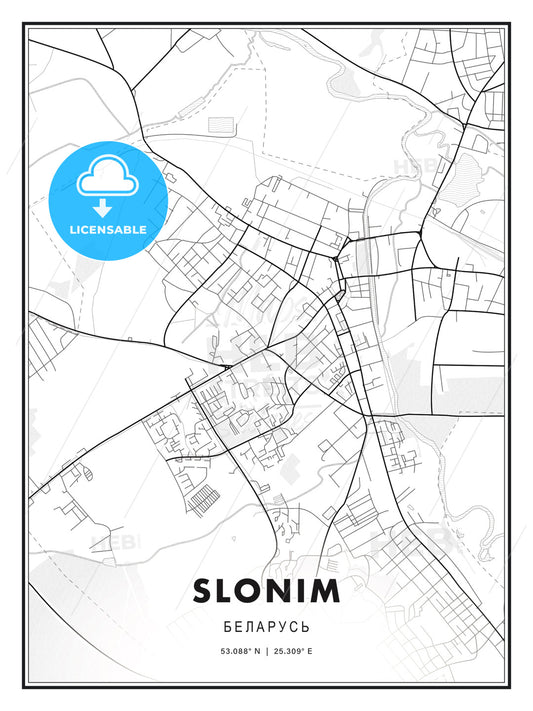 Slonim, Belarus, Modern Print Template in Various Formats - HEBSTREITS Sketches