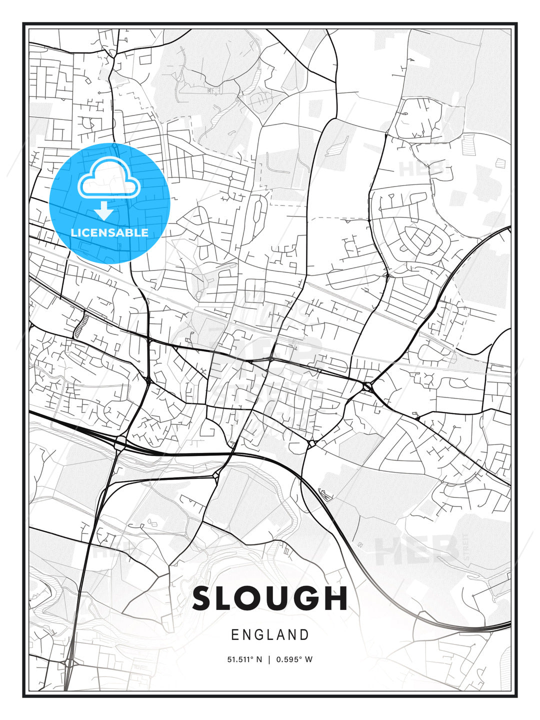 Slough, England, Modern Print Template in Various Formats - HEBSTREITS Sketches