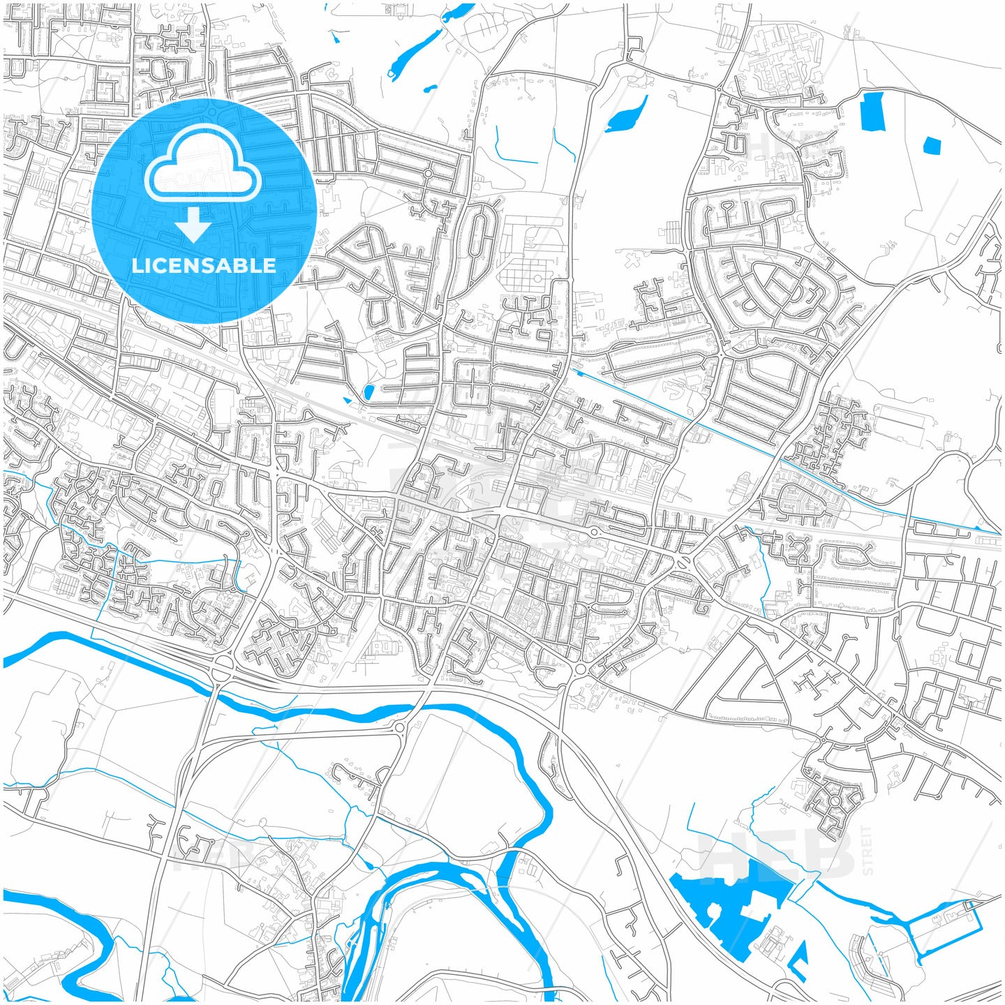 Slough, South East England, England, city map with high quality roads.