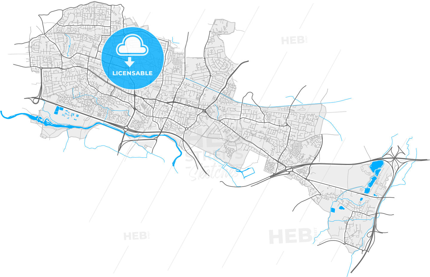 Slough, South East England, England, high quality vector map