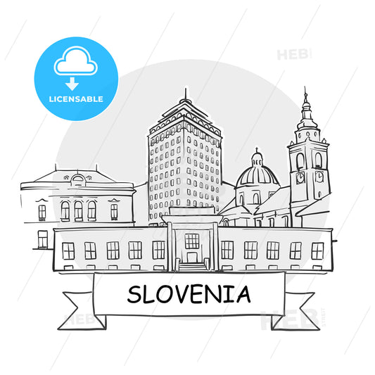 Slovenia hand-drawn urban vector sign – instant download