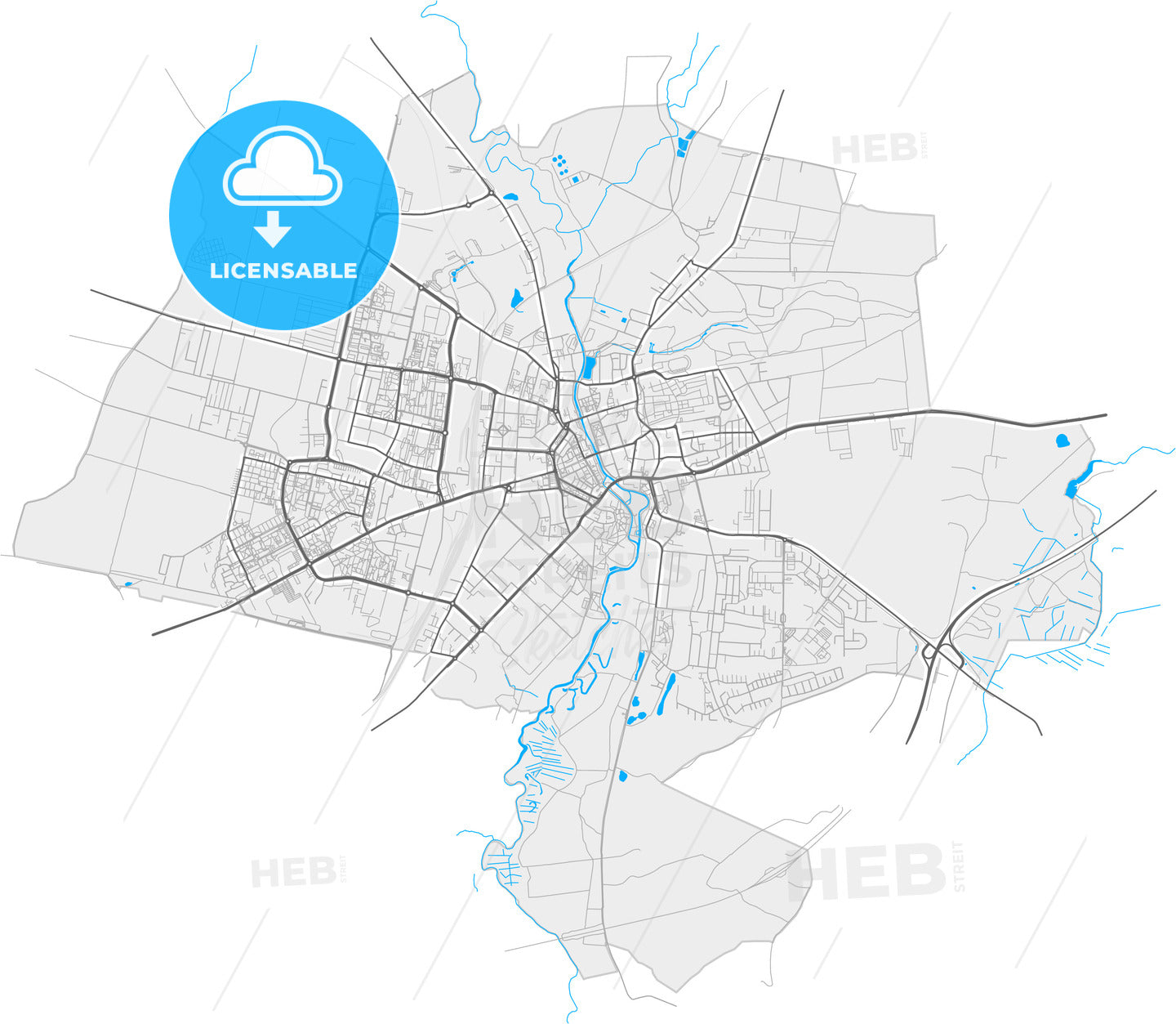 Słupsk, Pomeranian, Poland, high quality vector map