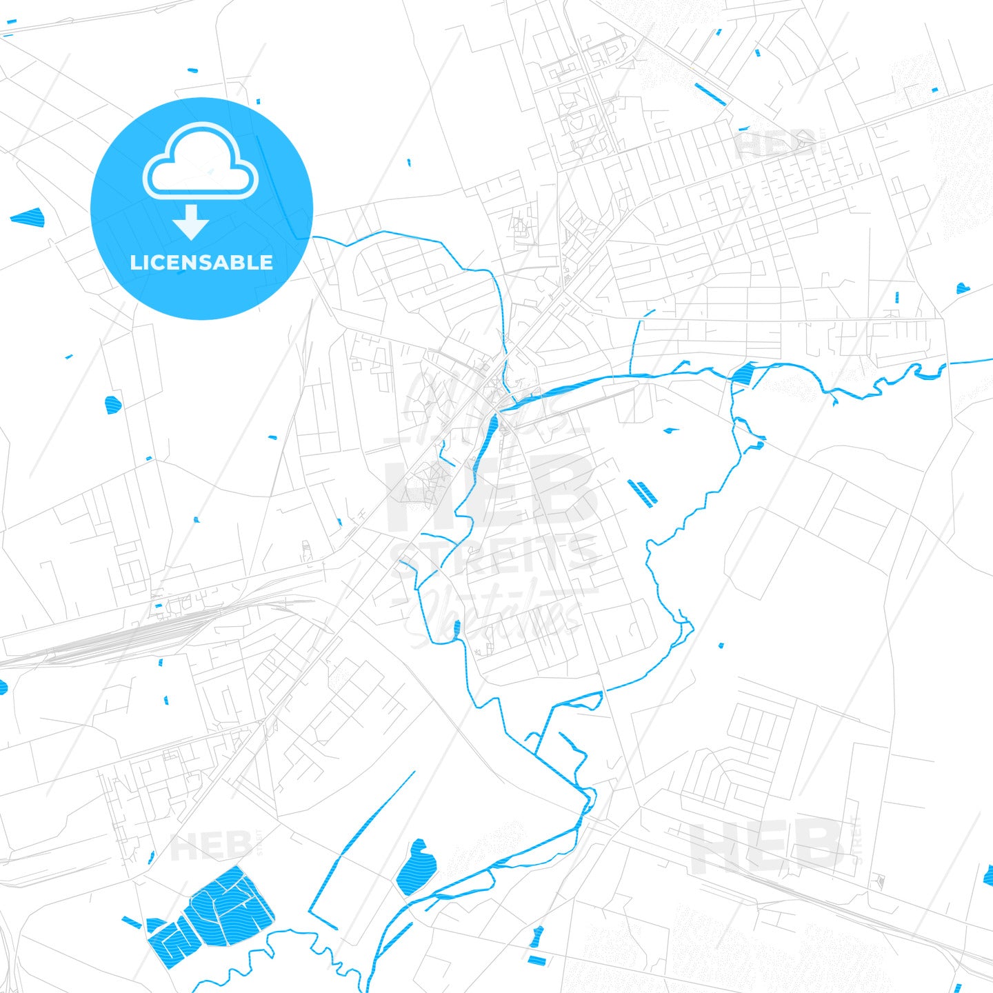 Slutsk, Belarus PDF vector map with water in focus