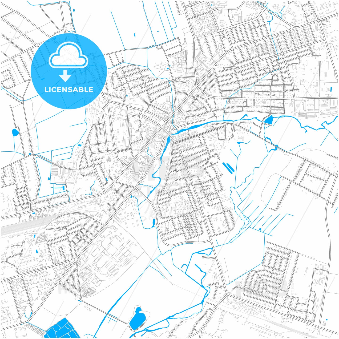 Slutsk, Rajon, Belarus, city map with high quality roads.