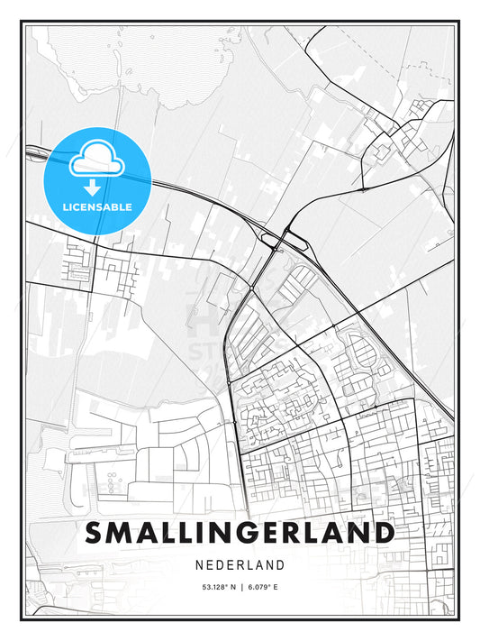 Smallingerland, Netherlands, Modern Print Template in Various Formats - HEBSTREITS Sketches