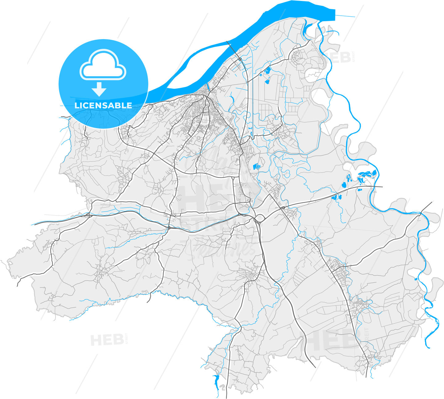 Smederevo, Podunavlje, Serbia, high quality vector map
