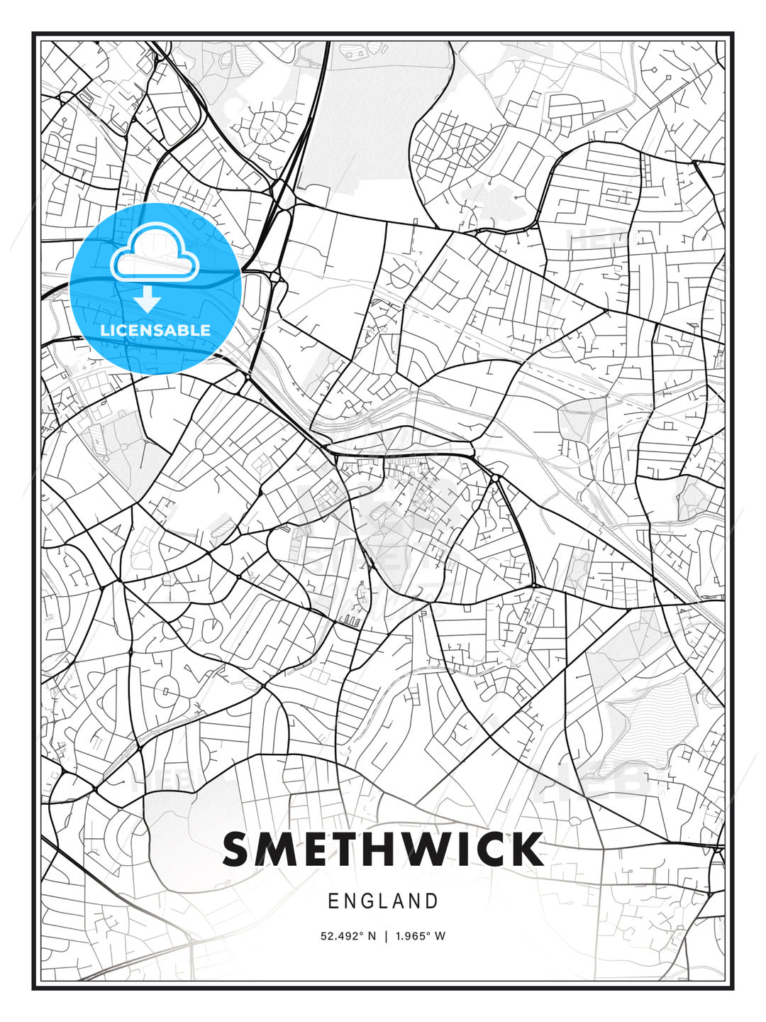 Smethwick, England, Modern Print Template in Various Formats - HEBSTREITS Sketches
