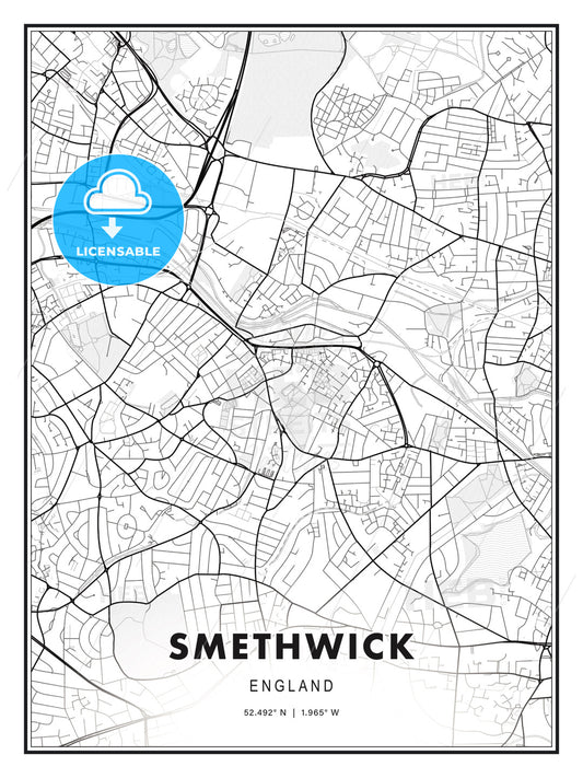 Smethwick, England, Modern Print Template in Various Formats - HEBSTREITS Sketches