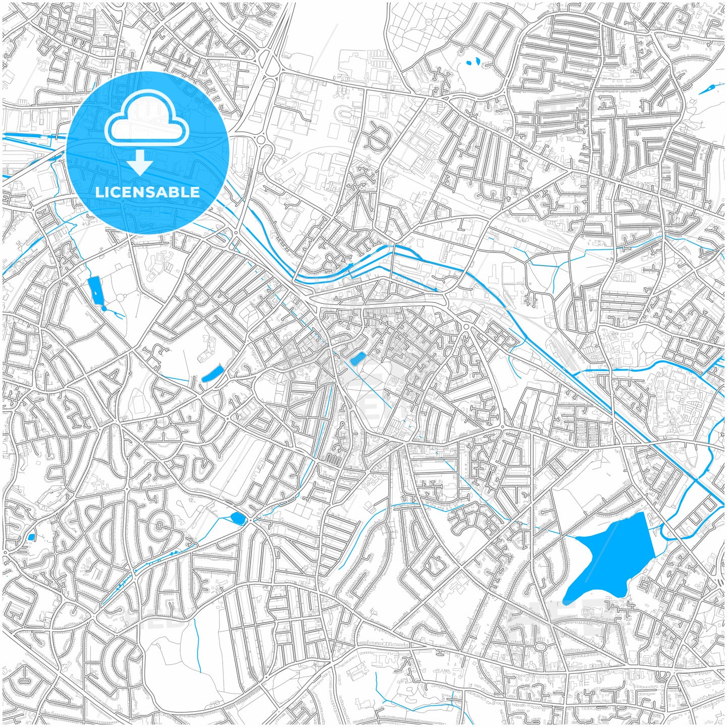 Smethwick, North West England, England, city map with high quality roads.