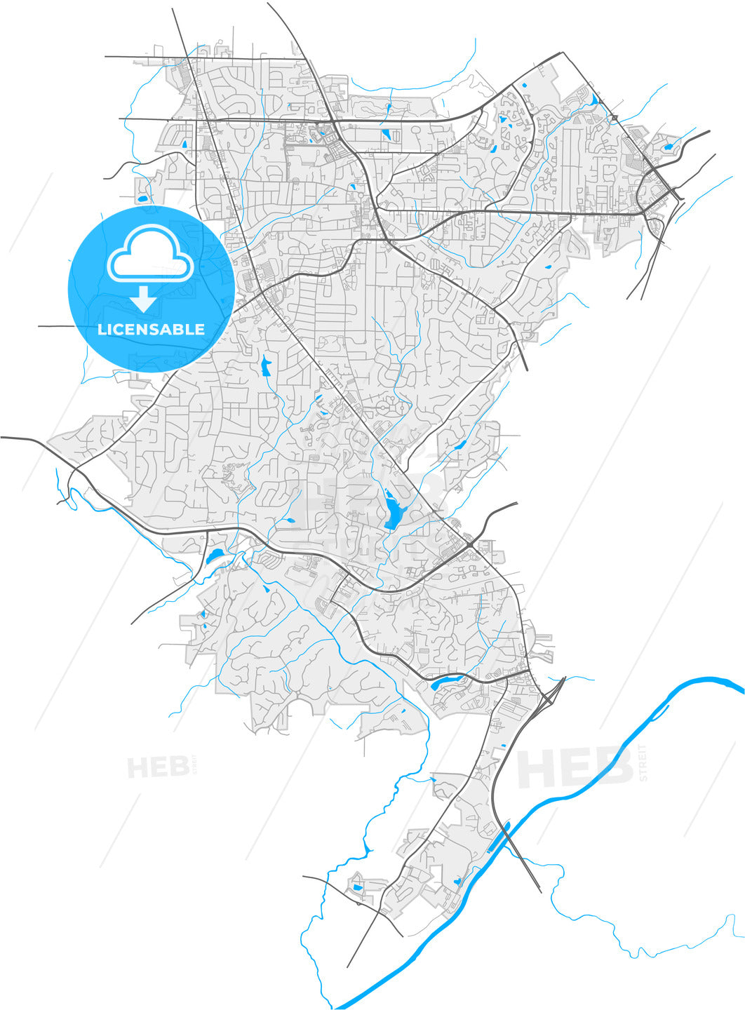 Smyrna, Georgia, United States, high quality vector map