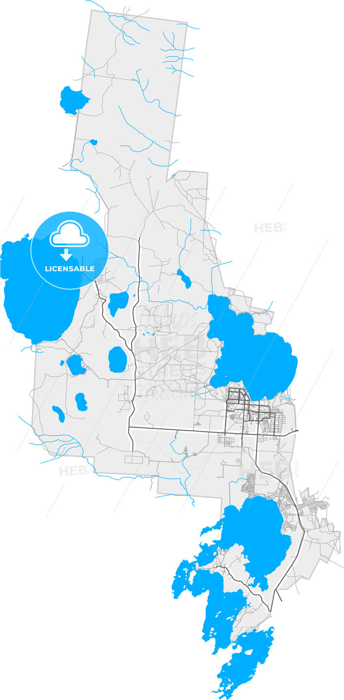 Snezhinsk, Chelyabinsk Oblast, Russia, high quality vector map