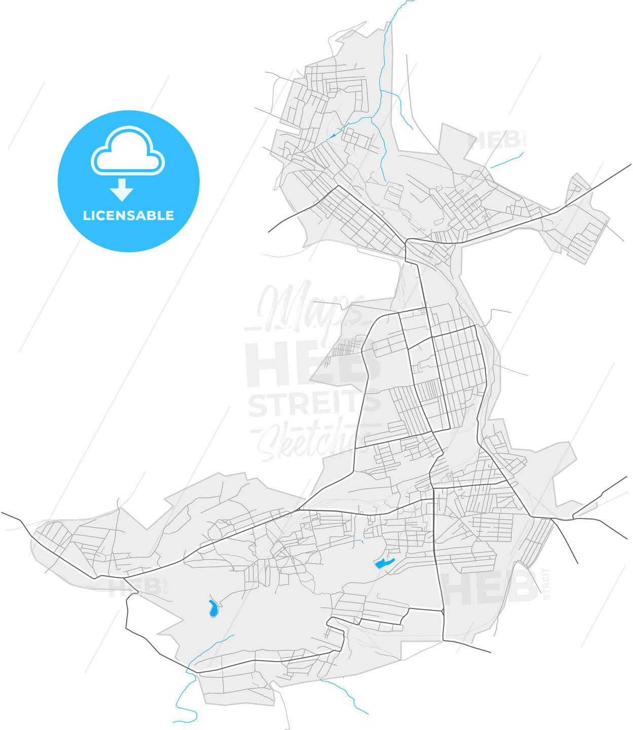 Snizhne, Donetsk Oblast, Ukraine, high quality vector map