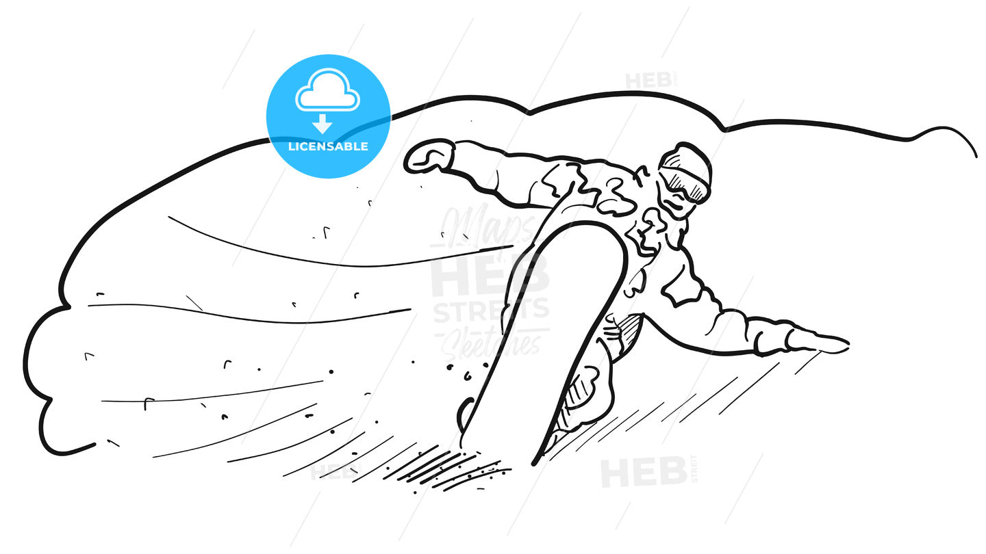 Snowboarding Freestyle Speed Line Drawing Sketch – instant download