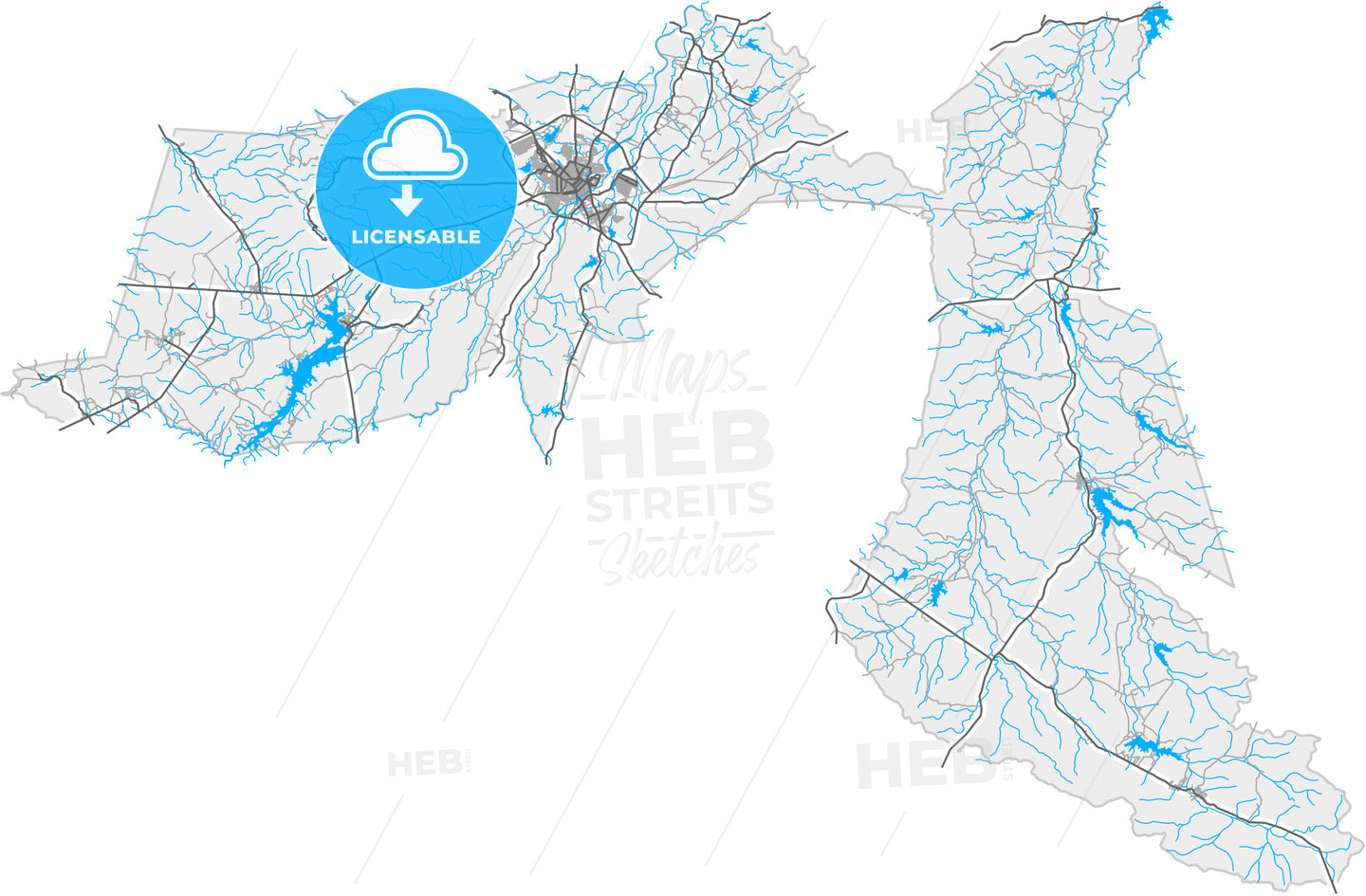 Sobral, Brazil, high quality vector map