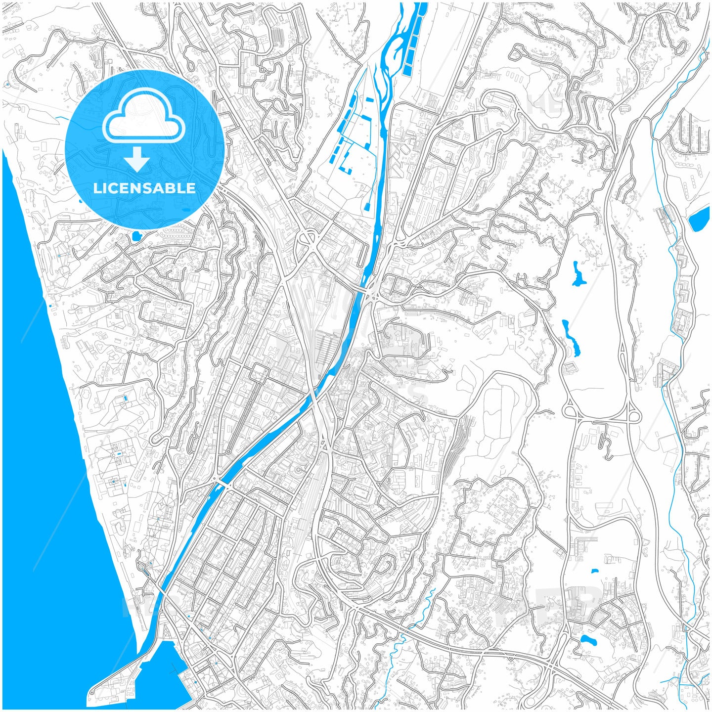 Sochi, Krasnodar Krai, Russia, city map with high quality roads.