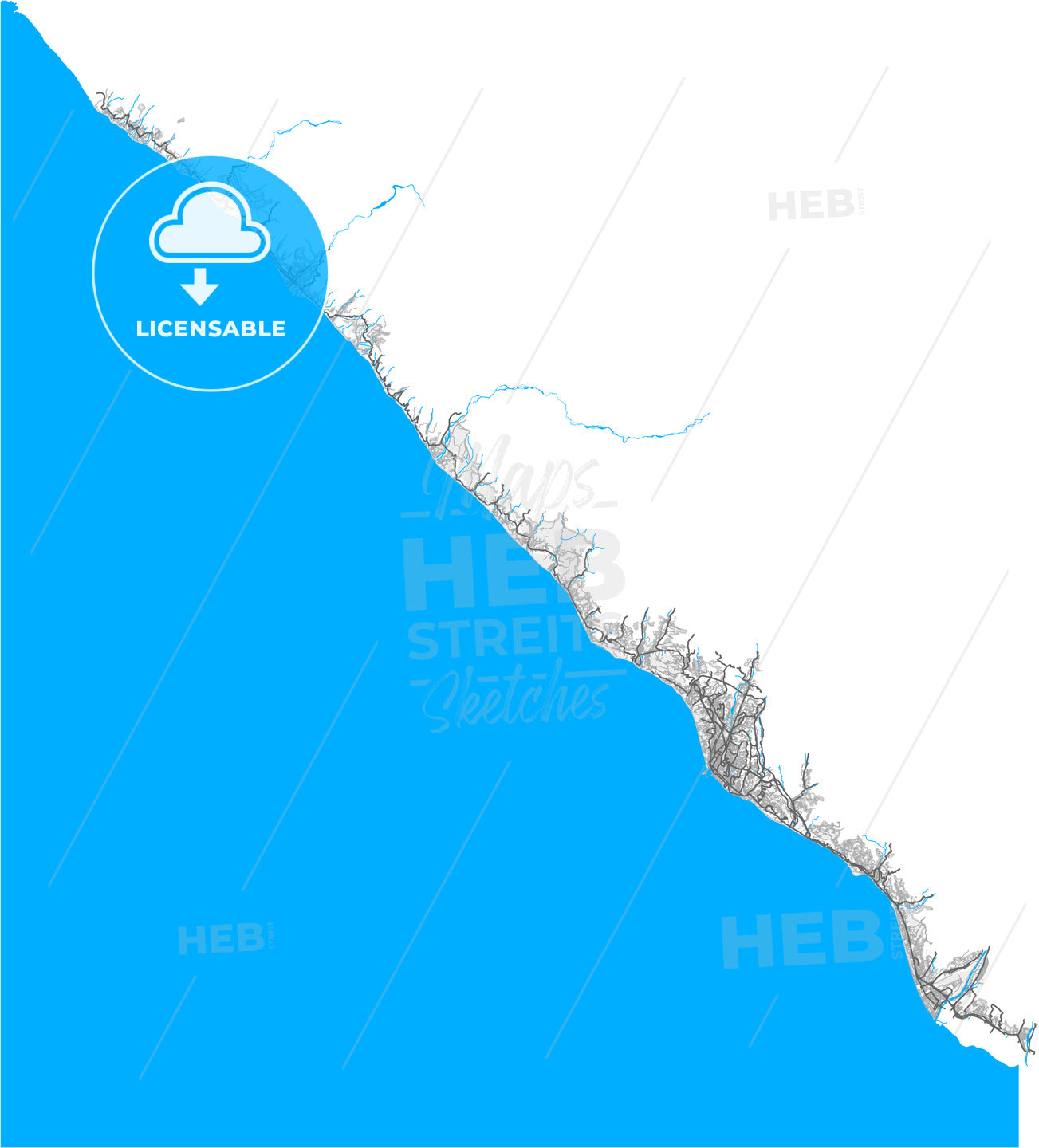 Sochi, Krasnodar Krai, Russia, high quality vector map