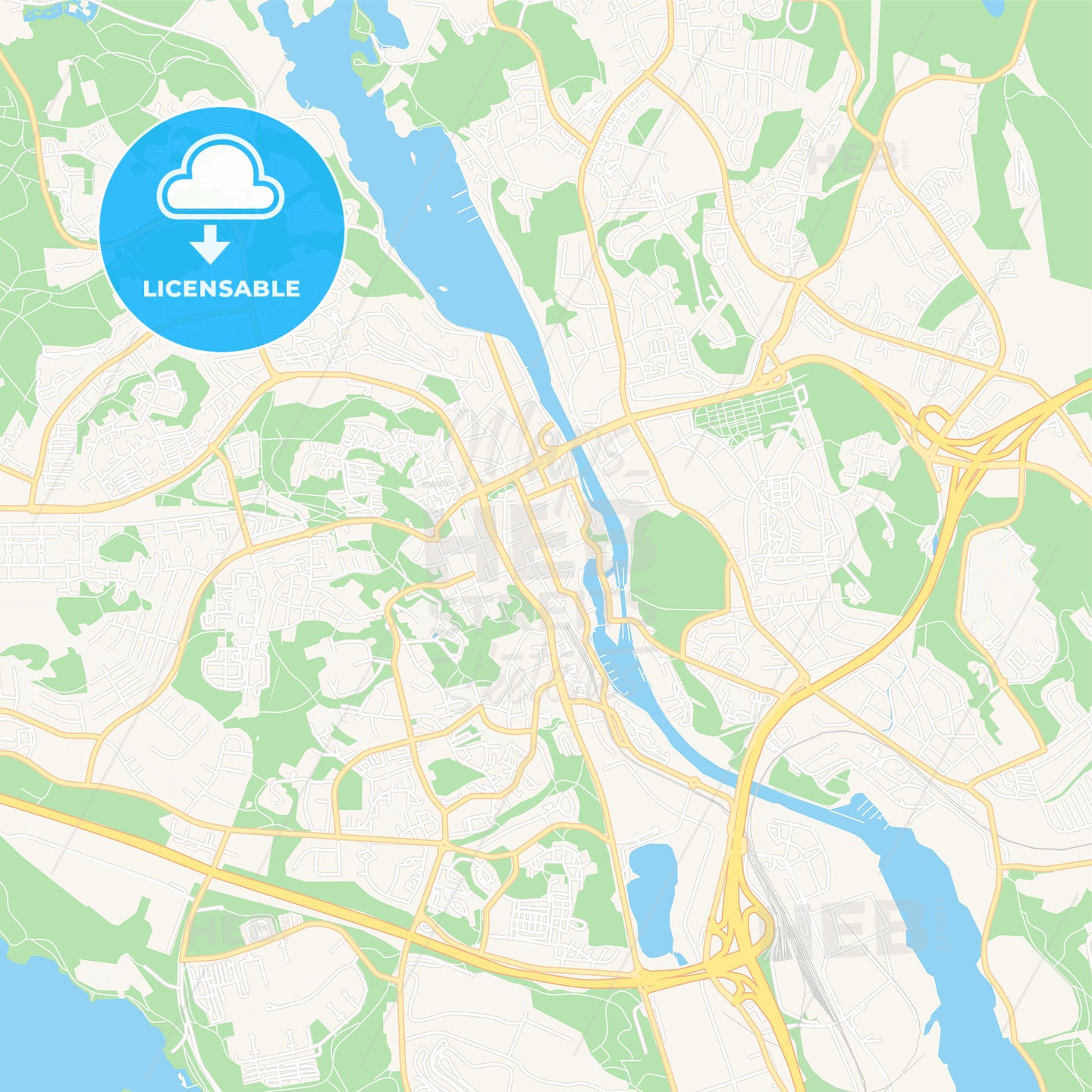 Sodertalje, Sweden Vector Map - Classic Colors